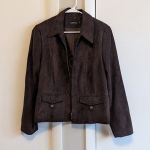 Tribal Faux Suede Chocolate Brown Jacket, Women's 16/Large
